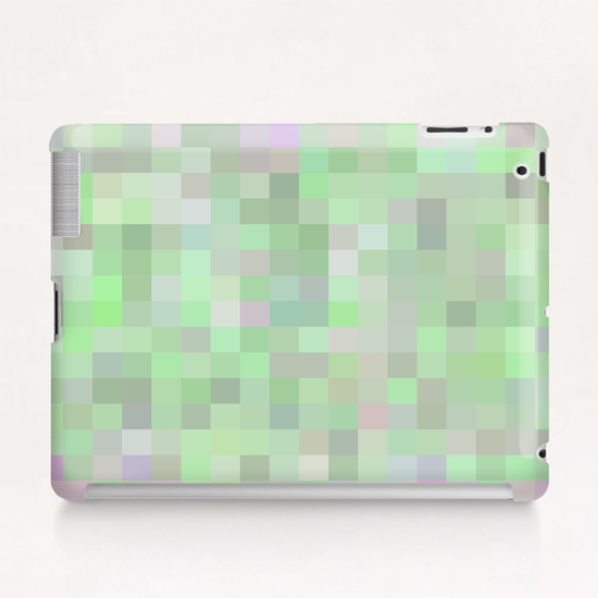 geometric square pixel pattern abstract in green and pink Tablet Case by Timmy333