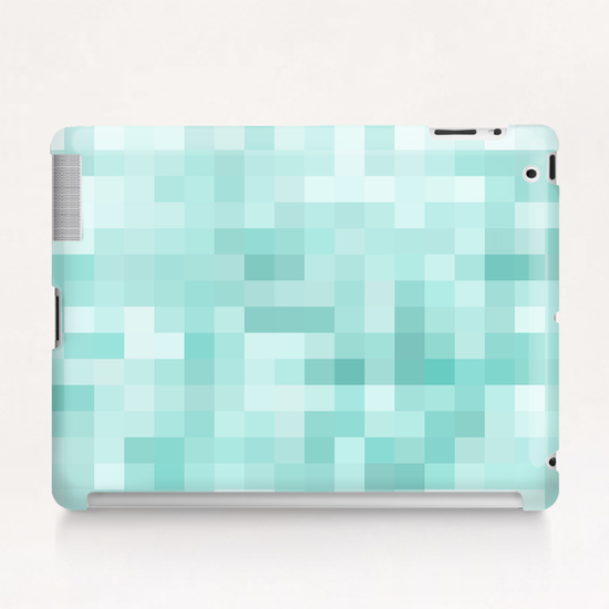 geometric square pixel pattern abstract in green Tablet Case by Timmy333