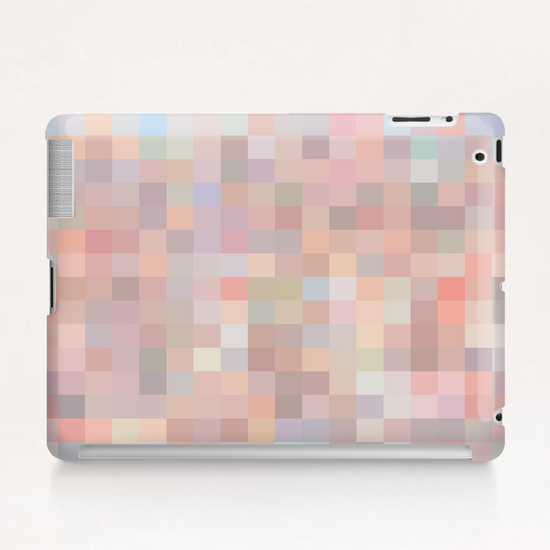 geometric square pixel pattern abstract in pink and blue Tablet Case by Timmy333