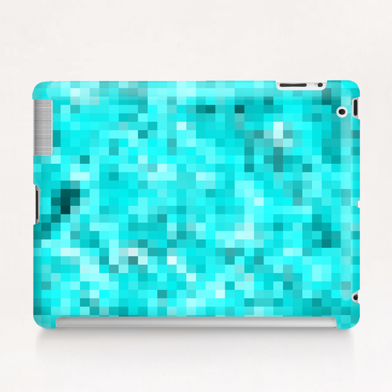geometric square pixel pattern abstract background in blue Tablet Case by Timmy333