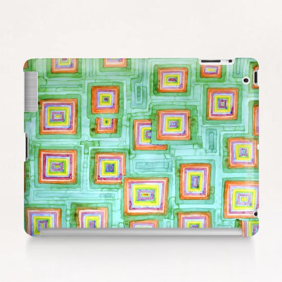 Multicolored Squares on Green Pattern  Tablet Case by Heidi Capitaine