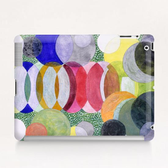 Overlapping Ovals and Circles on Green Dotted Ground Tablet Case by Heidi Capitaine