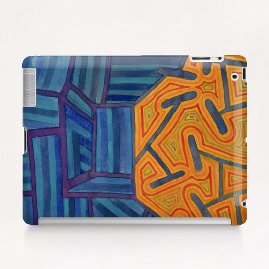 Blue Striped Segments combined with  An Orange Area   Tablet Case by Heidi Capitaine