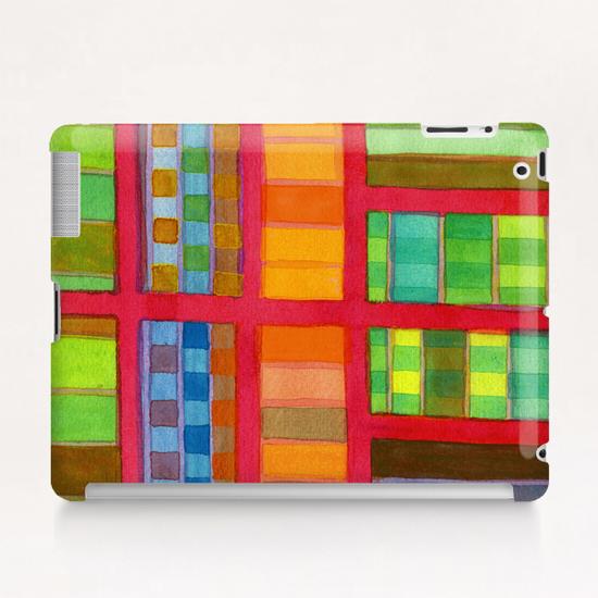 Red Grid with Checks Pattern and vertical Stripes  Tablet Case by Heidi Capitaine