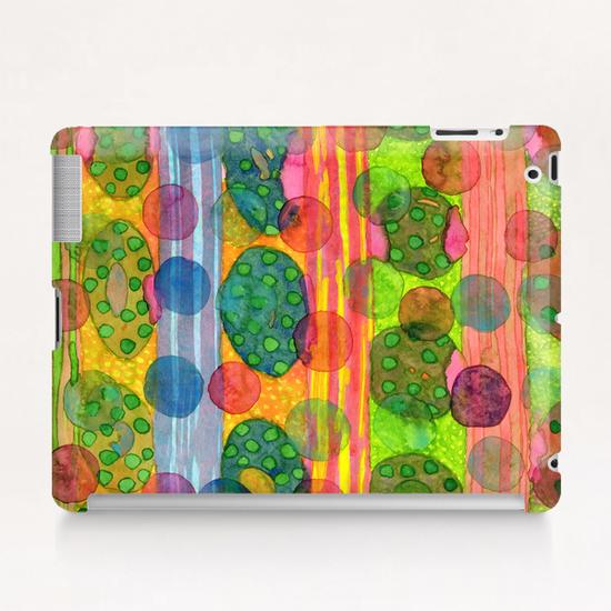 Round Shapes within and above horizontal Stripes  Tablet Case by Heidi Capitaine