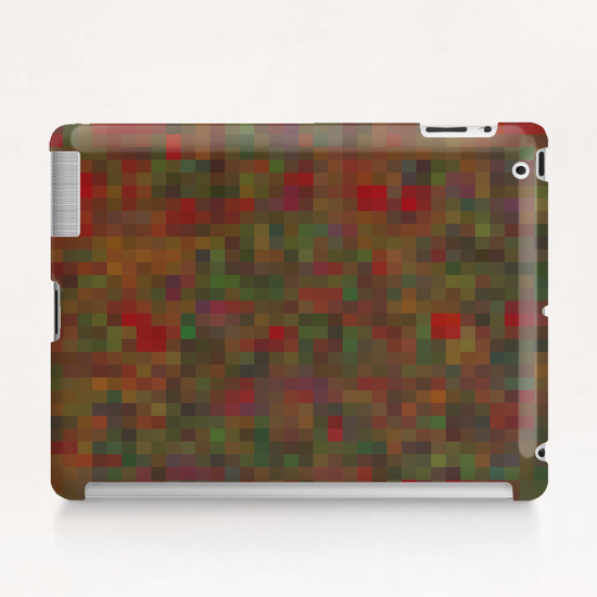 geometric square pixel pattern abstract background in red green orange Tablet Case by Timmy333