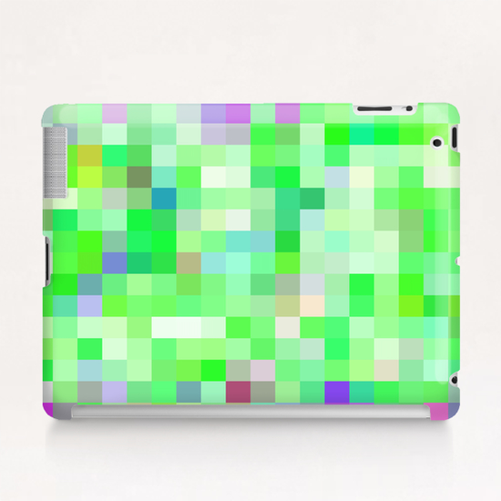 geometric square pixel pattern abstract background in green pink purple Tablet Case by Timmy333