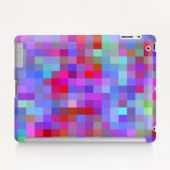 geometric square pixel pattern abstract background in blue purple pink red Tablet Case by Timmy333