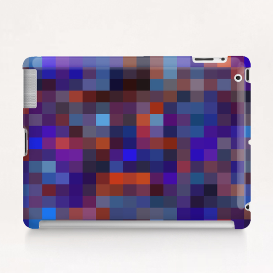 geometric square pixel pattern abstract background in blue purple orange Tablet Case by Timmy333