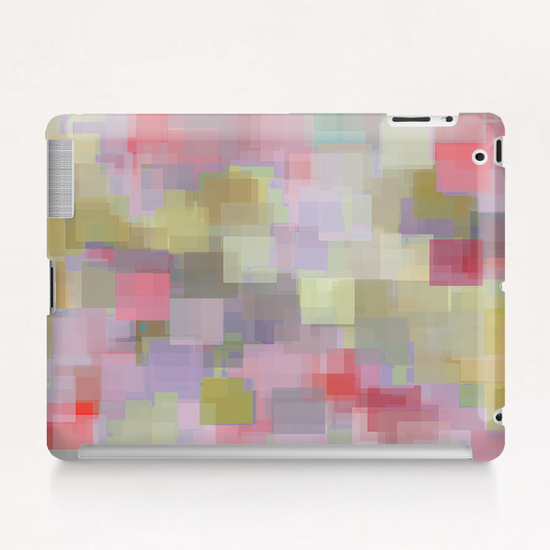 geometric square pattern abstract background in pink blue green Tablet Case by Timmy333