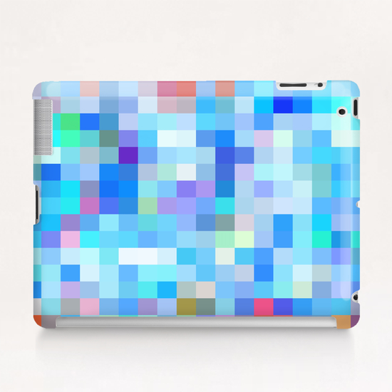 geometric square pixel pattern abstract background in blue pink purple Tablet Case by Timmy333