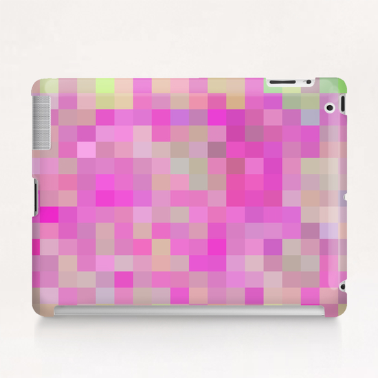 geometric square pixel pattern abstract background in pink blue green Tablet Case by Timmy333