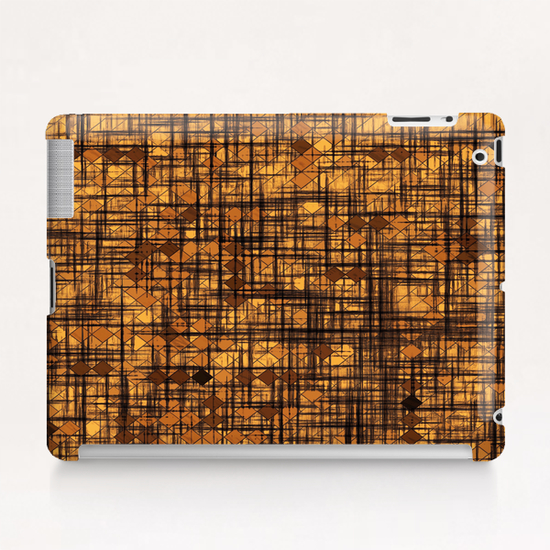 geometric square pixel pattern abstract in brown Tablet Case by Timmy333
