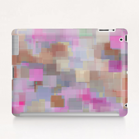 geometric square pattern abstract background in pink brown purple Tablet Case by Timmy333