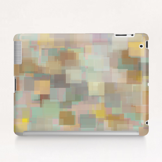 geometric square pattern abstract background in brown and yellow Tablet Case by Timmy333
