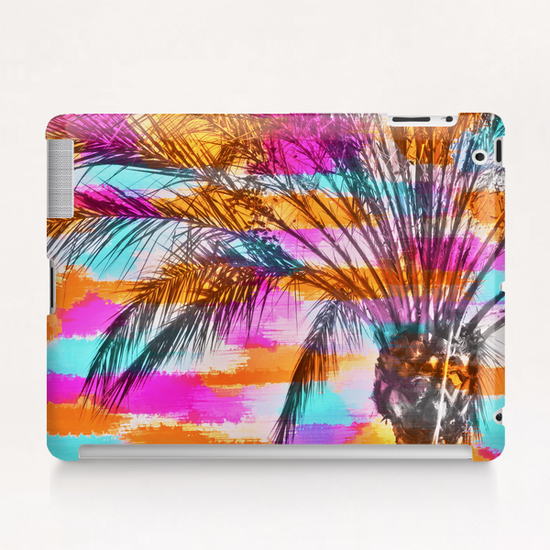 palm tree with colorful painting abstract background in pink orange blue Tablet Case by Timmy333