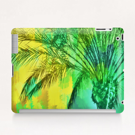 palm tree with green and yellow painting texture abstract background Tablet Case by Timmy333