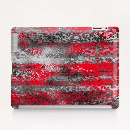 psychedelic geometric polygon shape pattern abstract in black and red Tablet Case by Timmy333