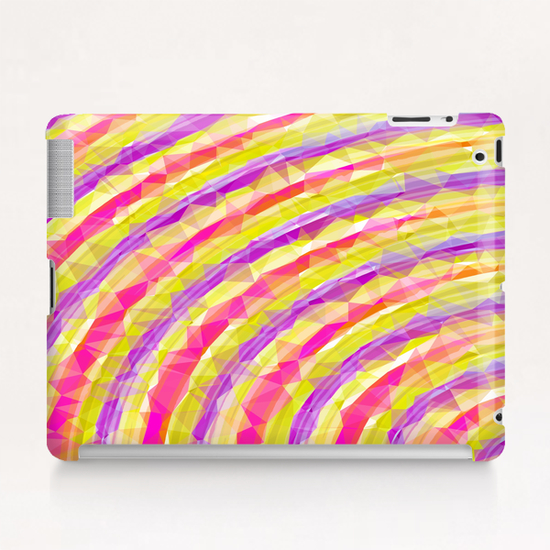 psychedelic geometric polygon line pattern in pink purple yellow Tablet Case by Timmy333