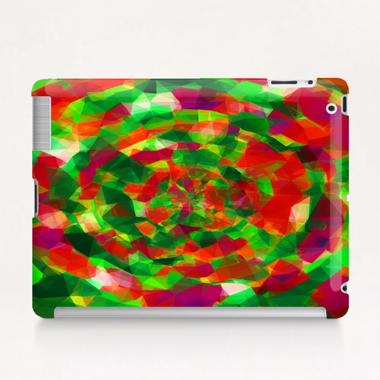 psychedelic geometric polygon pattern abstract in red green pink Tablet Case by Timmy333