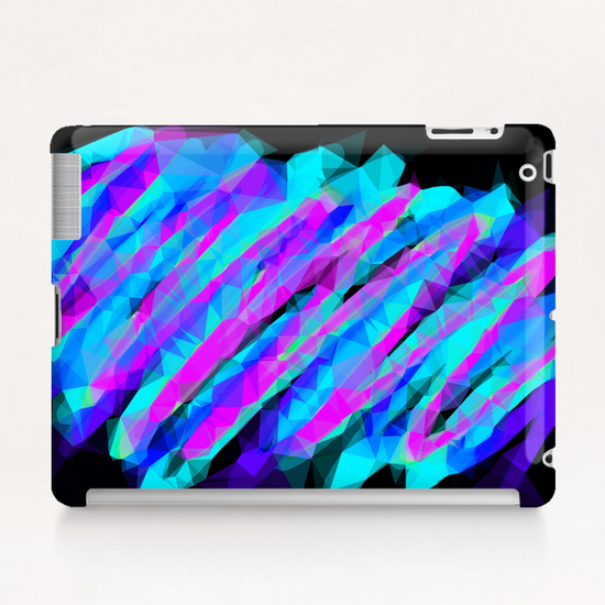 psychedelic geometric polygon abstract in pink blue with black background Tablet Case by Timmy333
