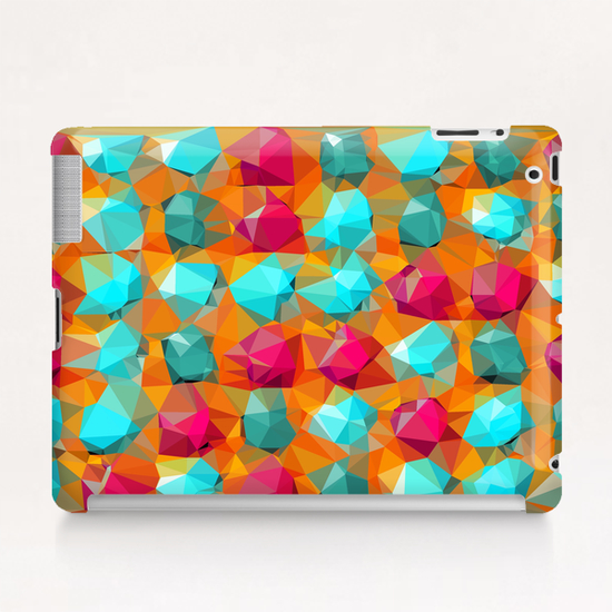 geometric polygon abstract pattern in orange pink green Tablet Case by Timmy333