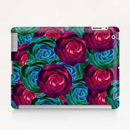 closeup blooming roses in red blue and green Tablet Case by Timmy333