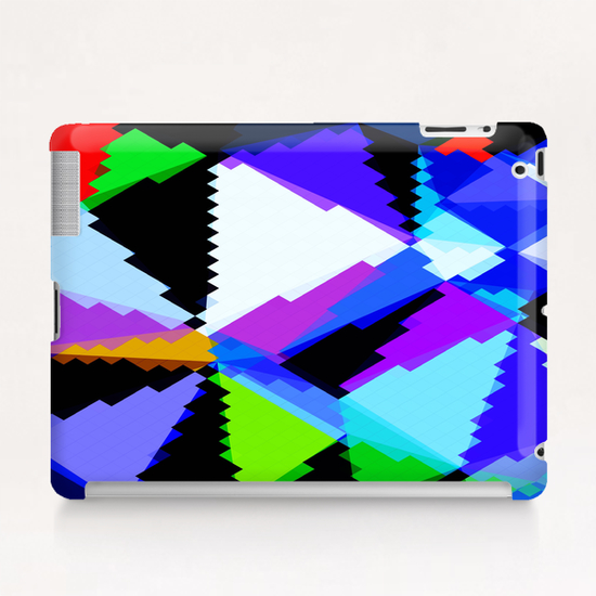 geometric triangle and square pattern abstract in blue purple green red Tablet Case by Timmy333