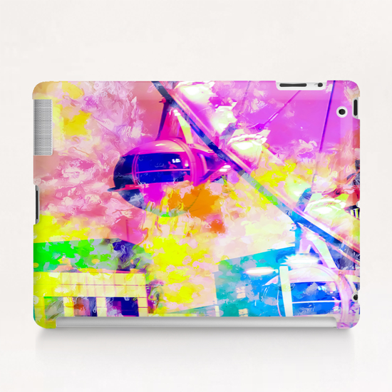 Ferris wheel and modern building at Las Vegas, USA with colorful painting abstract background Tablet Case by Timmy333