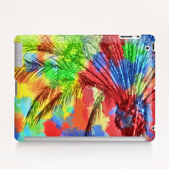 isolate palm tree with painting abstract background in red blue green yellow Tablet Case by Timmy333