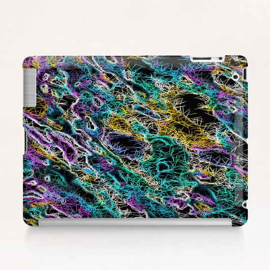 psychedelic rotten sketching texture abstract background in green purple yellow Tablet Case by Timmy333