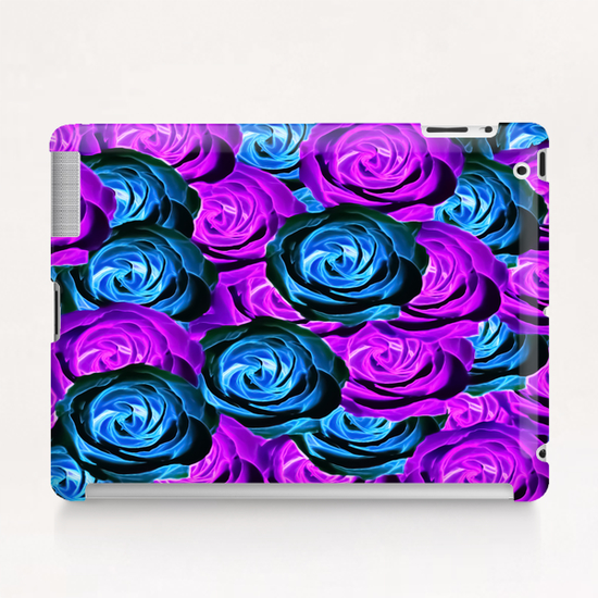 blooming rose texture pattern abstract background in purple and blue Tablet Case by Timmy333