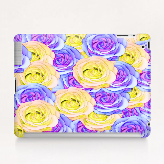 blooming rose texture pattern abstract background in yellow and pink Tablet Case by Timmy333