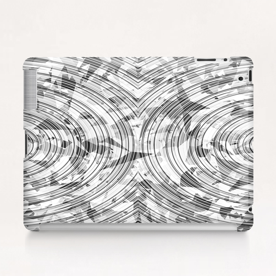 psychedelic geometric circle pattern abstract background in black and white Tablet Case by Timmy333