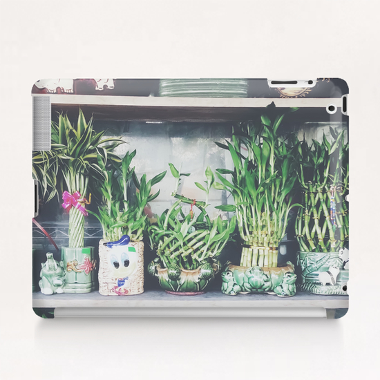 green bamboo plant in the vase pattern background Tablet Case by Timmy333