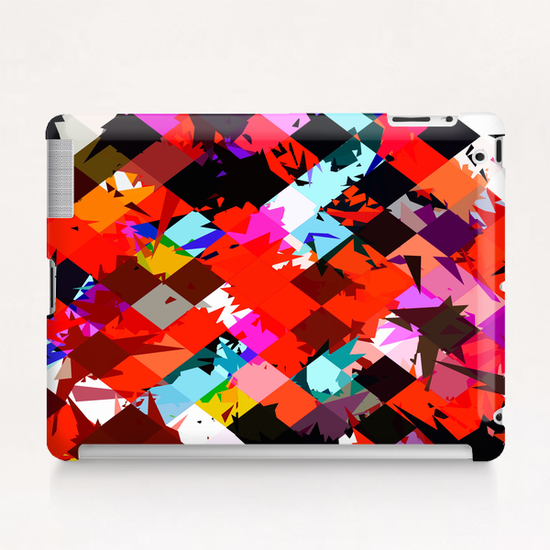 geometric square pixel pattern abstract in red blue pink Tablet Case by Timmy333