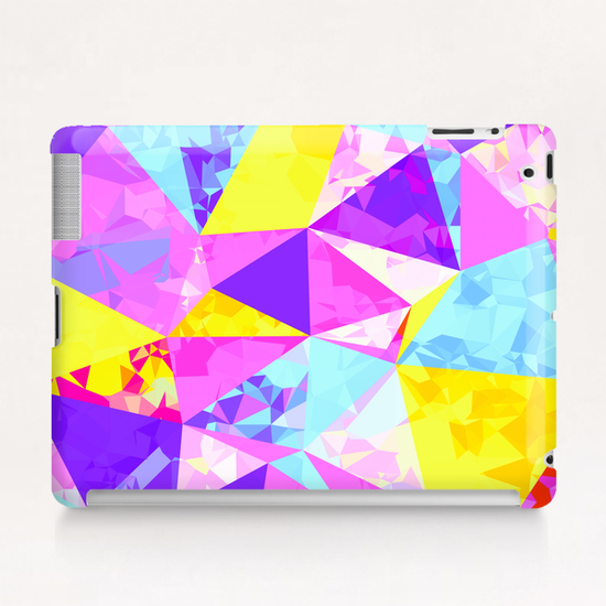 geometric triangle polygon pattern abstract in pink purple blue yellow Tablet Case by Timmy333