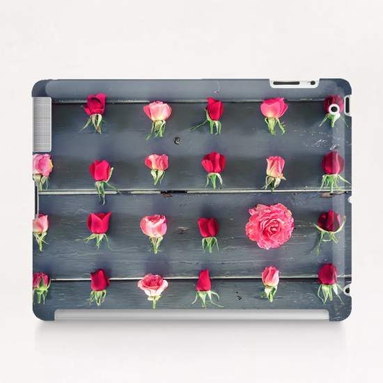 fresh red and pink roses on the wooden table Tablet Case by Timmy333