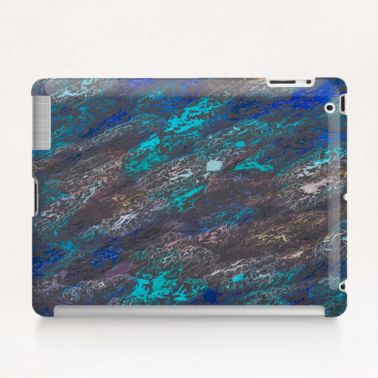 psychedelic splash painting texture abstract background in blue and black Tablet Case by Timmy333