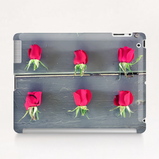 red baby roses on the wooden table Tablet Case by Timmy333