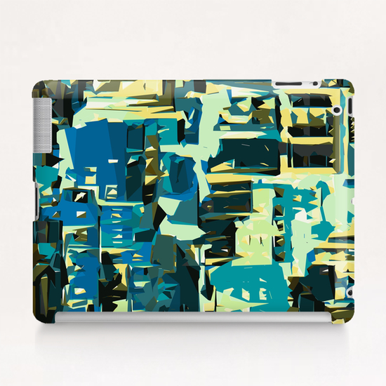 blue yellow green and dark blue painting abstract background Tablet Case by Timmy333