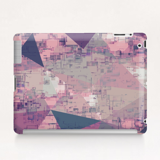 psychedelic geometric triangle polygon pattern abstract in pink and purple Tablet Case by Timmy333