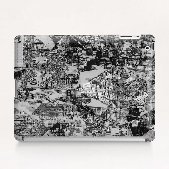 psychedelic geometric pattern abstract background in black and white Tablet Case by Timmy333