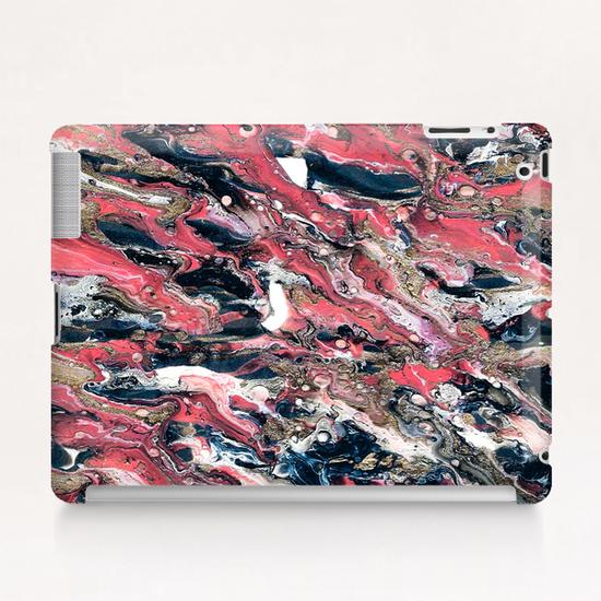 Prussian Blue, Gold Glitter, and Coral Pink Marble Tablet Case by Lisa Guen Design