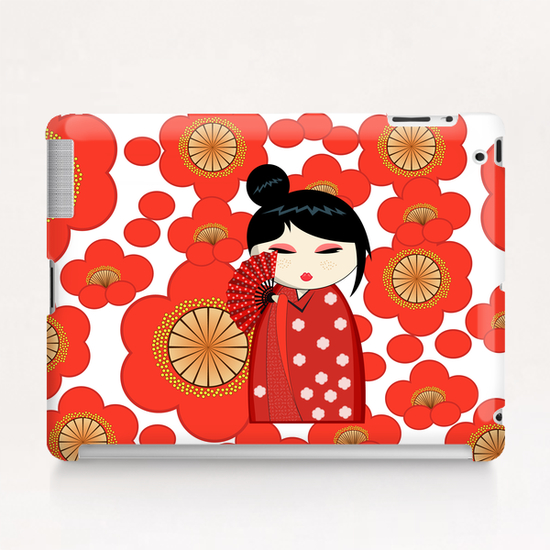 Red flower kokeshi Tablet Case by PIEL Design