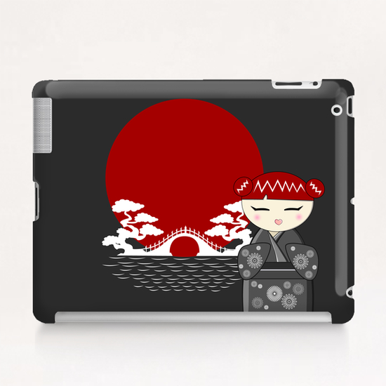 Red and grey kokeshi Tablet Case by PIEL Design