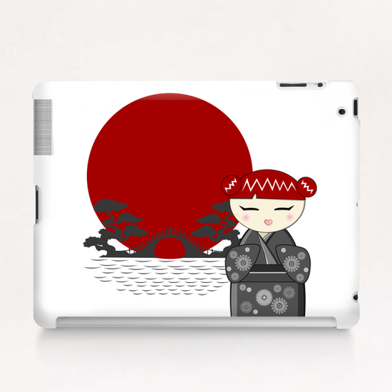 Grey and white kokeshi Tablet Case by PIEL Design