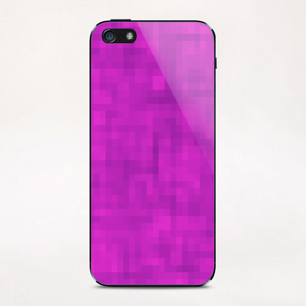 geometric square pixel pattern abstract in pink and purple iPhone & iPod Skin by Timmy333