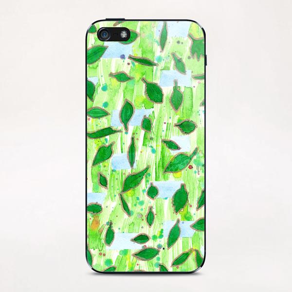 Modern Fresh Leaves Pattern in High Format  iPhone & iPod Skin by Heidi Capitaine
