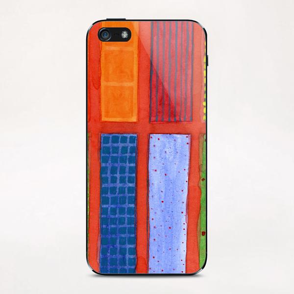 Large rectangle Fields between red Grid  iPhone & iPod Skin by Heidi Capitaine